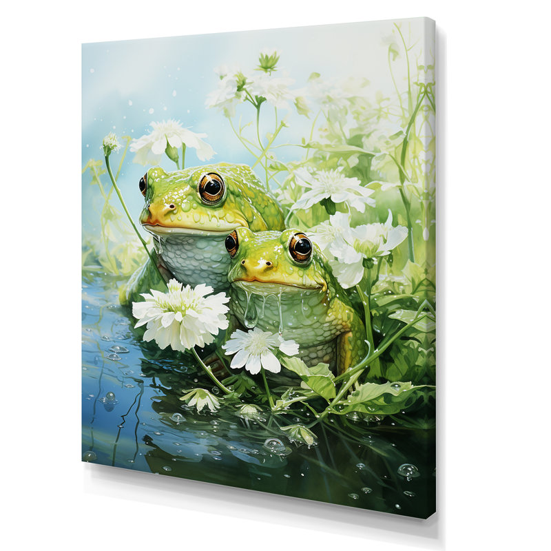 «Cute Frog Portrait At The Pond V», reproduction sur toile, Toile tendue, H 20 po x l 12 po x P 1 po