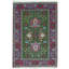 Hand-Knotted High-Quality Green and Wine Area Rug