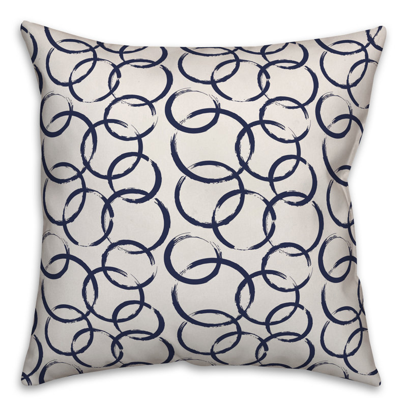 Geometric Throw Pillow, White/Navy, 20" x 20"