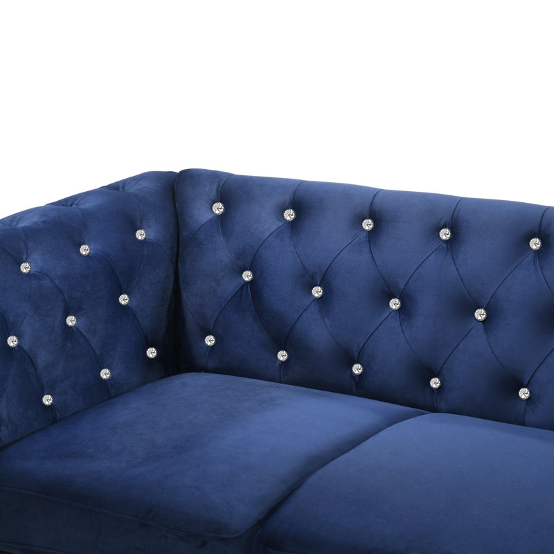 Shondra 81'' Velvet Sofa, Royal Blue Velvet