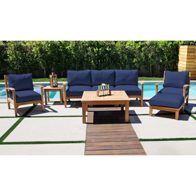 Ensemble de conversation en teck avec coussins Sunbrella 6 pièces Huntington
