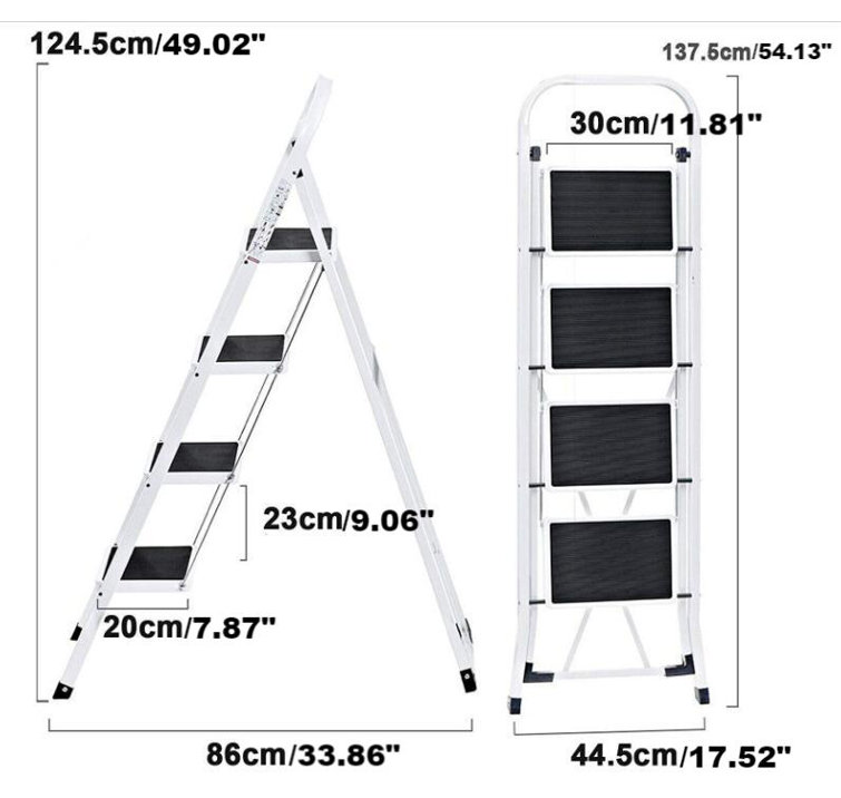 4 - Step Steel Lightweight Folding Step Ladder
