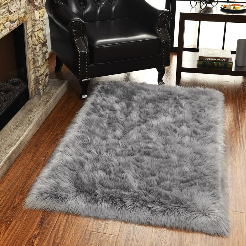 Haja Faux Sheepskin Indoor Rug, Rectangle 3' x 5'