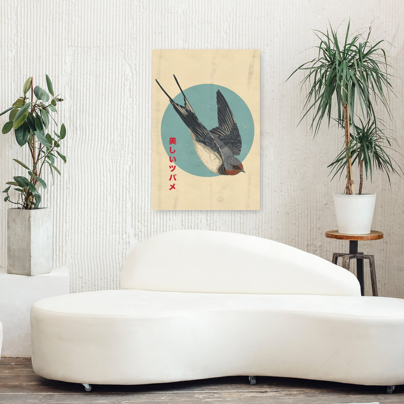 Elegant Japanese Swallow Contemporary Wall Art Print, 91.44cm H x 60.96cm W