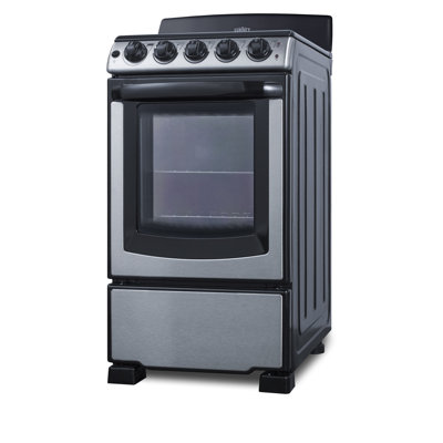 Summit Appliance 20" Wide Stainless Steel/Black Electric Coil Range
