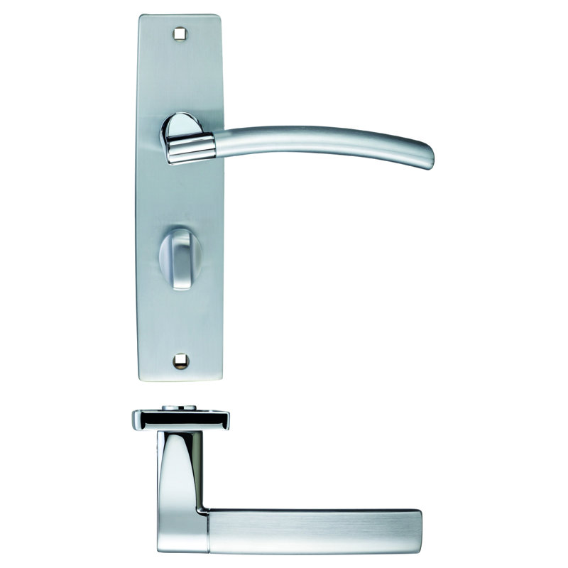 Amalfi Bathroom Door Handle, Satin Chrome/Polished Chrome