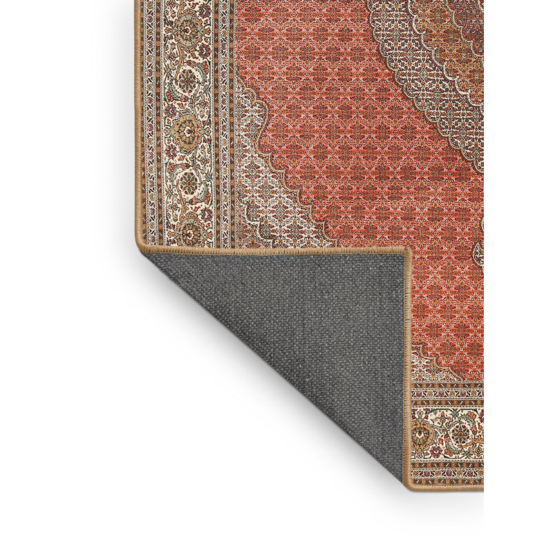 Tapis en laine orange / gris, Rectangle 7 pi x 9 pi