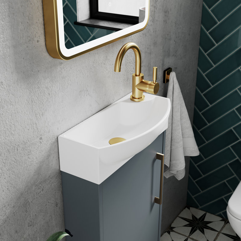 Juno 450mm Single Bathroom Vanity with Integrated Vitreous China Basin, Coastal Grey