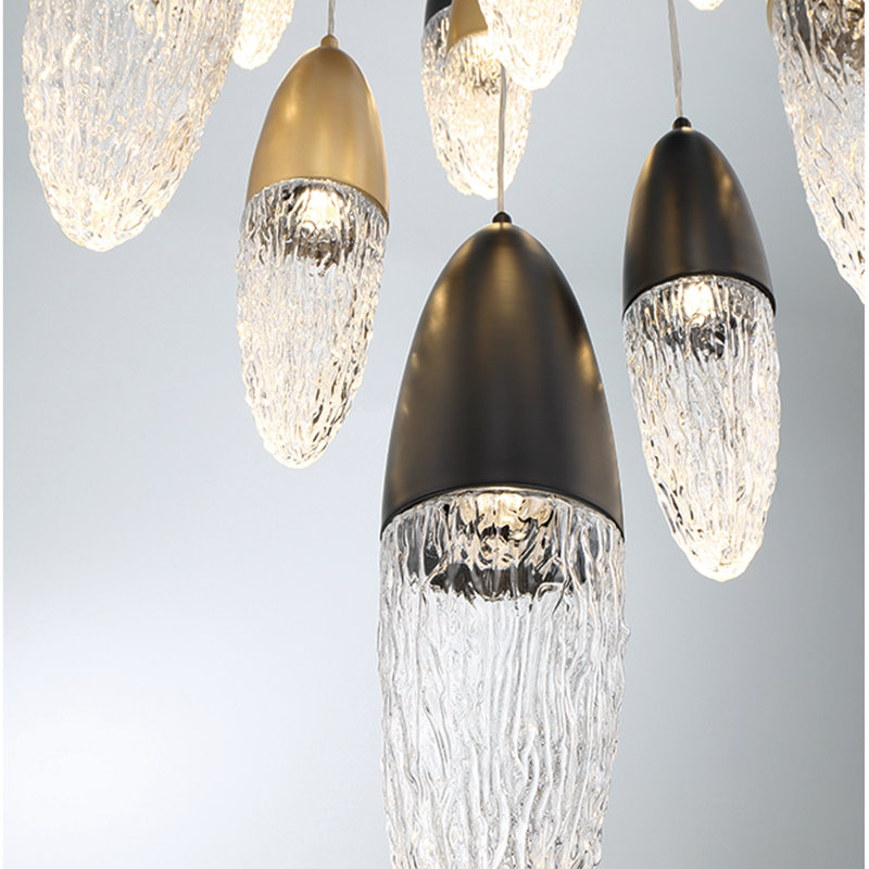 Lustre 12 lumières Écrou, Noir/laiton
