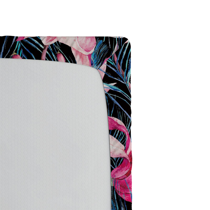 Drap-housse à motif floral Ambesonne, Drap-housse simple TG, Rose, violet, bleu, noir / floral