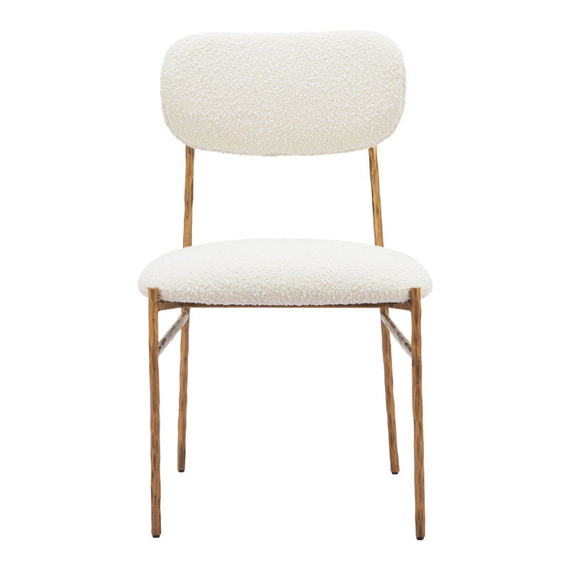 Cream Upholstered Side Chair with Gold Metal Frame