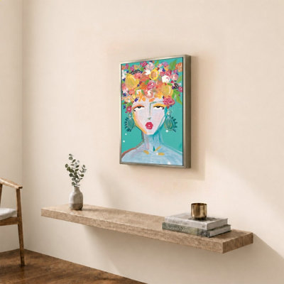 "Floral Lady Turquoise" par Nola James - Impression sur toile