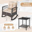 Ensemble de chaises berçantes en rotin PE avec plateau en bois d'acacia 3 pièces