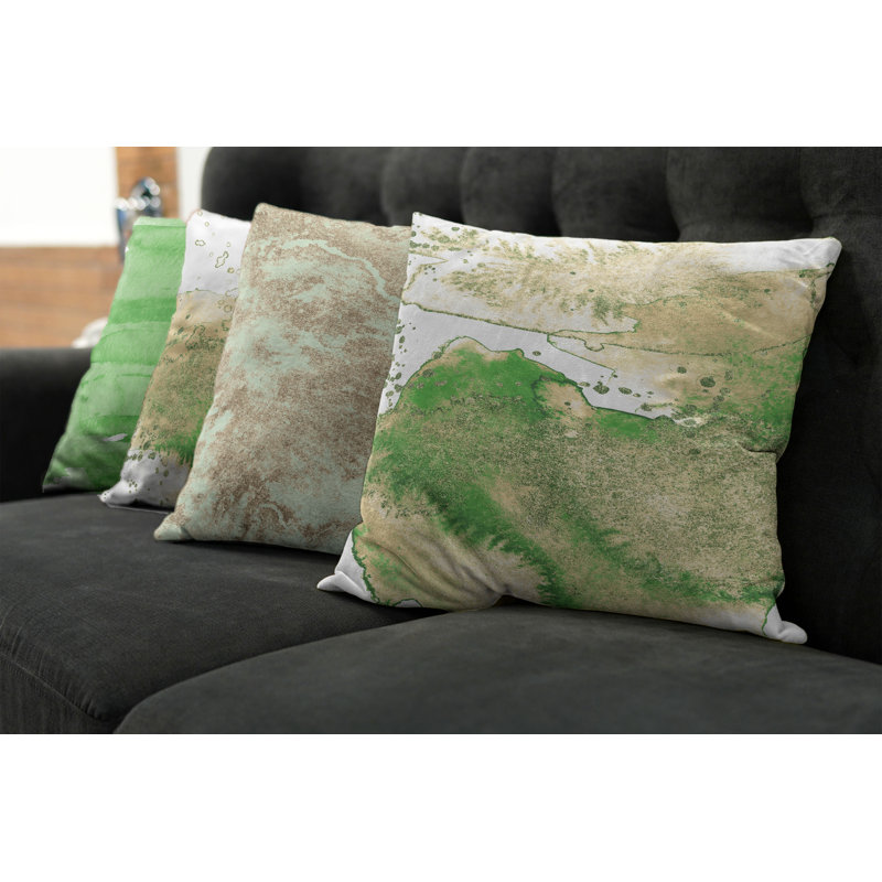 Housse de coussin Moncalieri, Gris / jaune / vert fougère, 12 po x 12 po