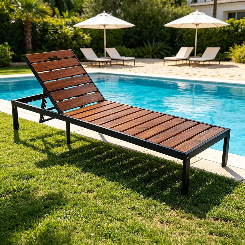 Méridiennes d'extérieur Fauteuil inclinable d'extérieur avec dossier réglable pour patio, bord de piscine ou plage