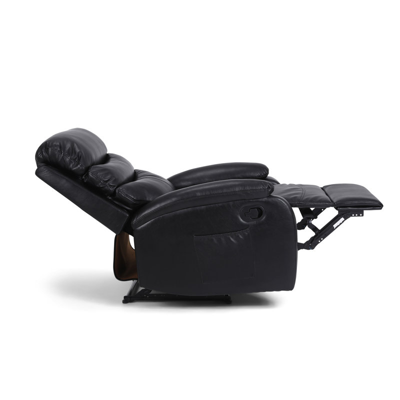 Protentis 77.5cm Wide Faux Leather Standard Recliner, Black Faux Leather