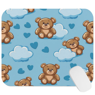 Teddy Bears Pattern Kids Room Children's Art I Children's Gaming Cute Office Laptop Desk Pad Gift Mat Square Rectangle Non-Slip Mousepad