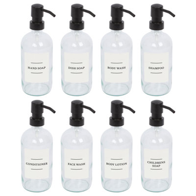 Glass Soap Dispensers with Labels - 500ml