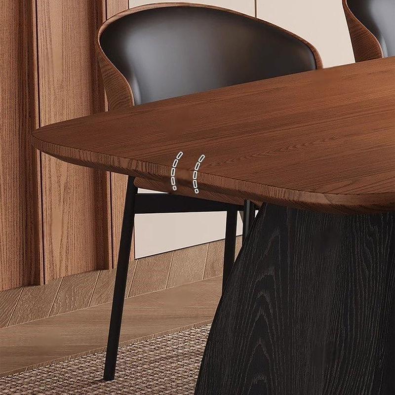 Table rectangulaire Mid-Century en noyer épais, H 29,5 po x l 70,9 po x P 35,4 po, 5 pièces: table, 4 chaises