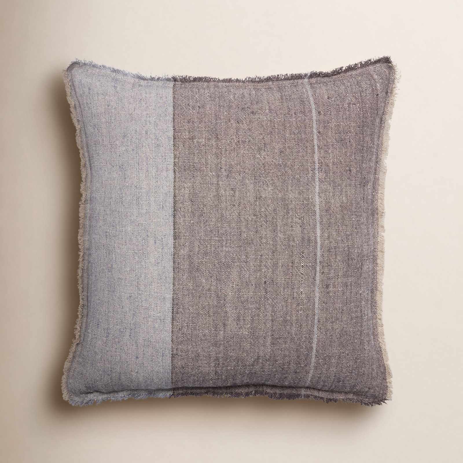 Rockefeller Fringed Linen Throw Pillow, Pillow Cover Only - No Insert, Gray, 22" H x 22" W