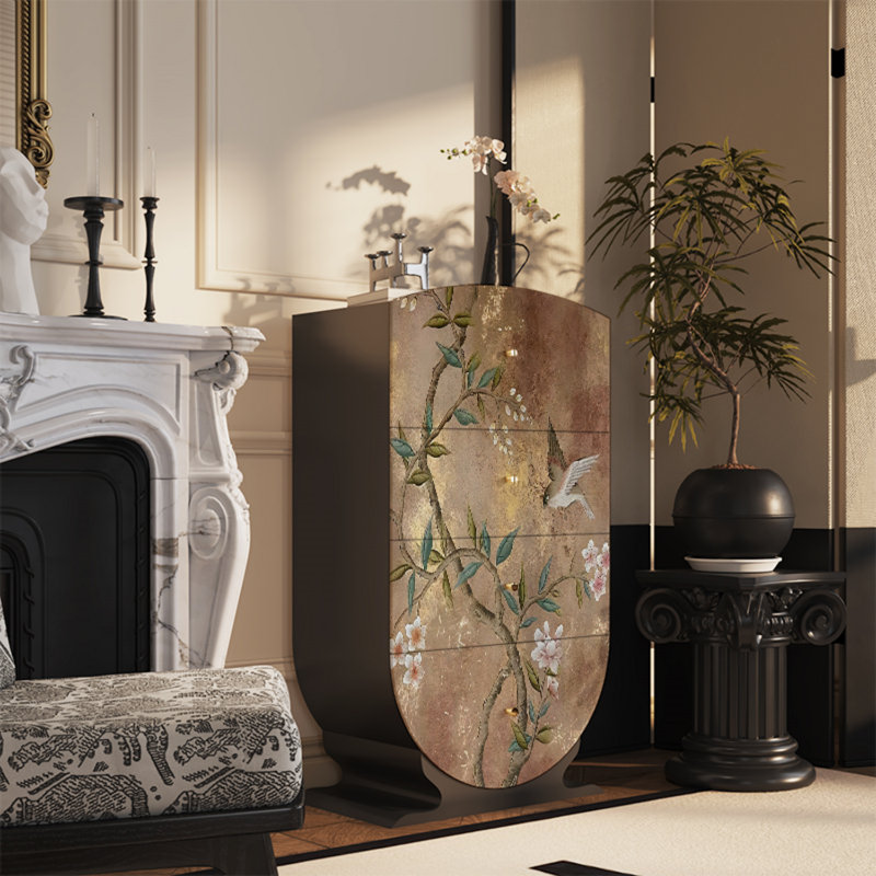 Commode de rangement moderne à 4 tiroirs pour le salon, Noir, noir, noir, noir