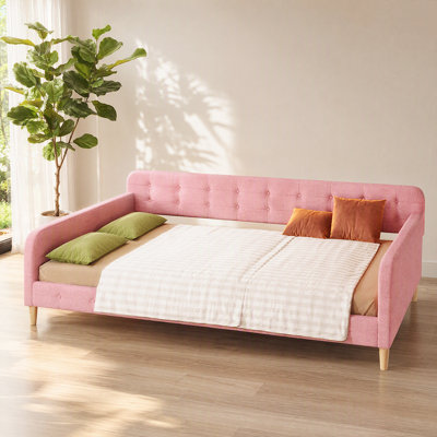 Elegant Linen Fabric Daybed Frame - Multi-Functional Sofa Bed for Sleeping & Seating