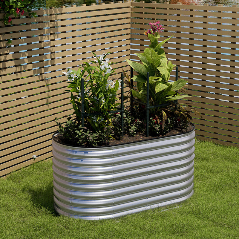 Metal Raised Garden Bed, Silver, 80cm H x 160cm W x 80cm D