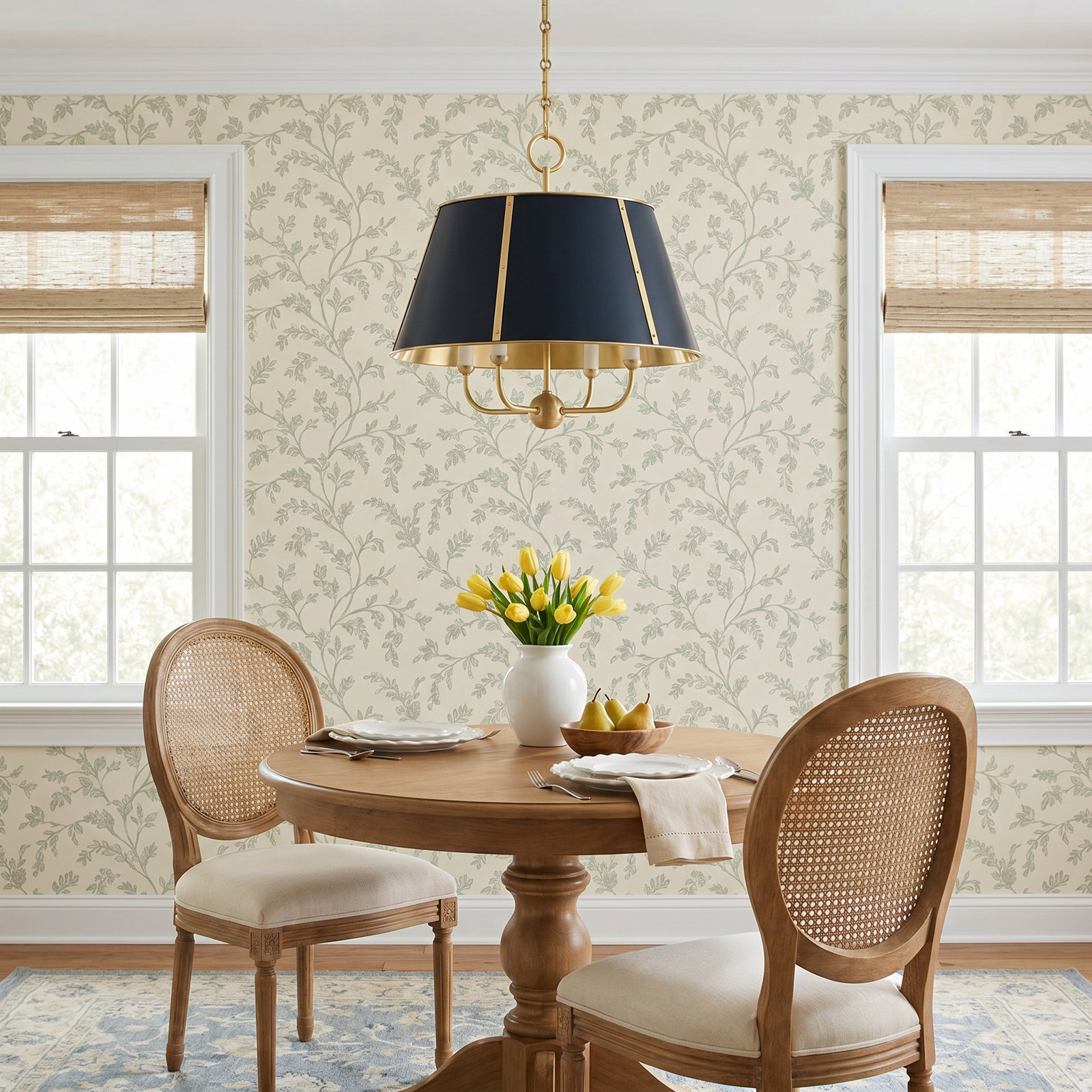 Cambridge Stainless Steel 4-Light Chandelier, Aged Brass/Darkest Blue