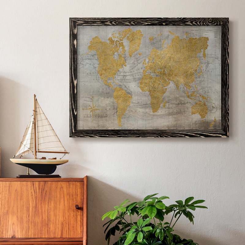Golden World - impression, H 27,5 po x l 37,5 po x P 1 po, Noir