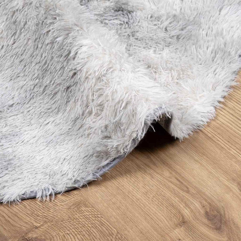 Shaggy Rug High Pile NAVARRA Light Grey Polyester, Round 200cm