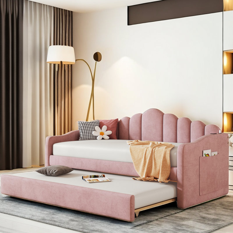 Twin Size Azekiel With Trundle, Pink