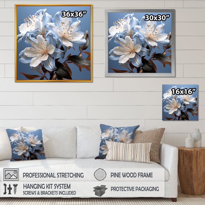 «Full Bloom Rhododendron Bouquet IV» sur toile, Cadre simple noir, H 36 po x l 36 po x P 1,5 po