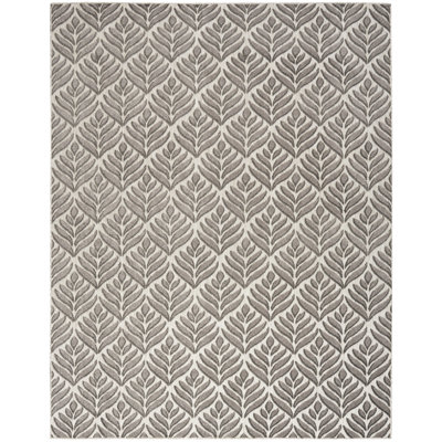 Rectangle Airabella Floral Machine Woven Polypropylene Indoor/Outdoor Area Rug in Gray/Ivory