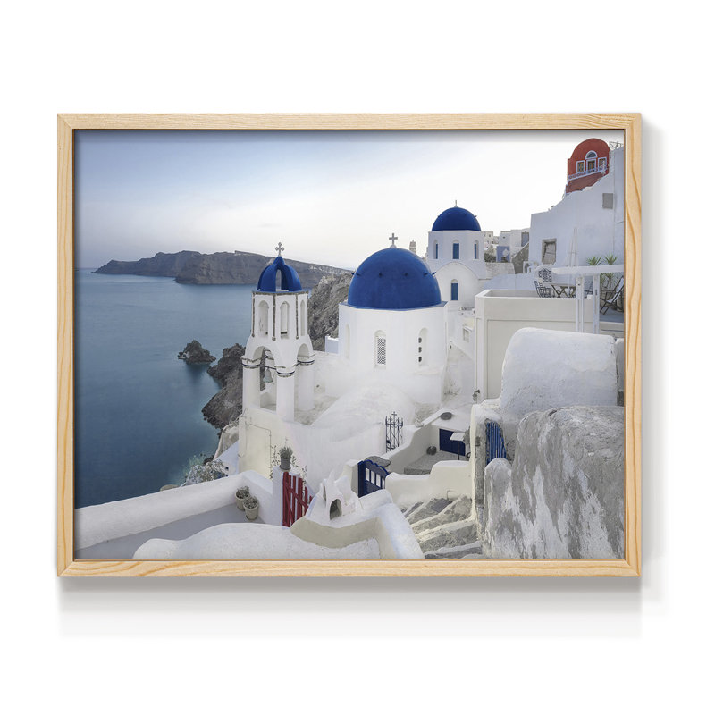 Lever de soleil de Santorin - reproduction encadrée - réarmable, Naturel, H 16 po x l 20 po
