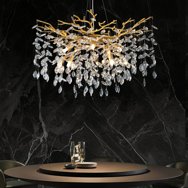 Lustre en cristal Paree Luxury, H 17,7 po x l 30 po x P 30 po, Doré