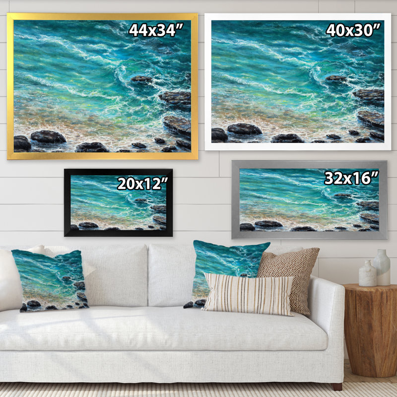 «Wild Blue Ocean Waves», art nautique et côtier sur toile, H 8 po x l 12 po x P 1 po, Cadre noir