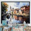 «Beige Canal Waterway Pointillism», reproduction sur toile-437469864-437469843