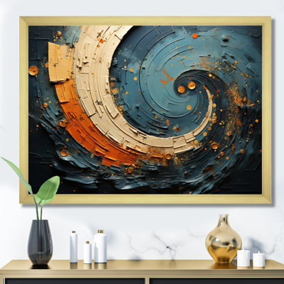 Orange bleu sarcelle abstrait, spirales II