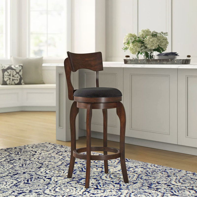 Tabouret de bar et de comptoir pivotant Villers, Tissu gris foncé, Tabouret de comptoir (assise de 24 po de hauteur)