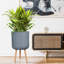 Concrete Effect Cylinder Round Planter on Hardwood Legs, Round Indoor Plant Pot Stand for Indoor Plants, Indoor Flower Pot with Honeycomb Pattern-944478375