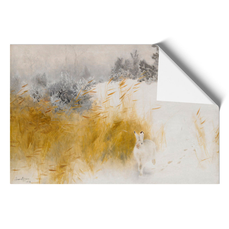 White Hare by Bruno Liljefors - Frameless Print, 21cm H x 30cm W x 0.1cm D