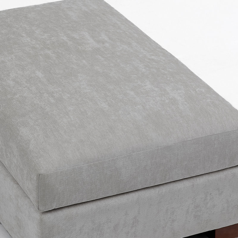 Repose-pieds rembourré rectangulaire en chenille gris, partie modulaire pour canapé modulaire, Gris