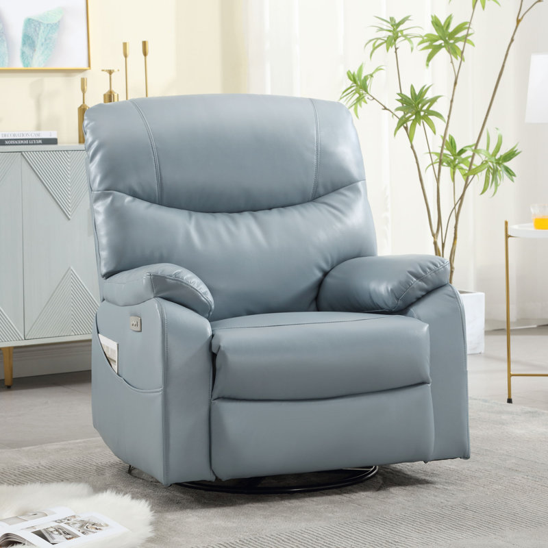 Fauteuil inclinable pivotant Ringwold, Assortiment de cuir bleu