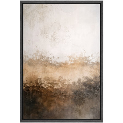 «Neutral Earth Tone Abstract Landscape Minimal Wall Art Decor», reproduction d'art encadrée