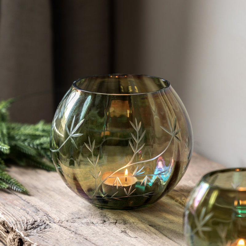 Glass Tabletop Tealight Holder, 8" H x 10" W x 10" D