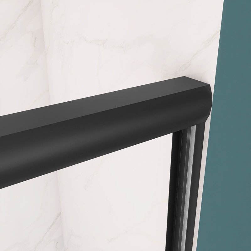 Black Aluminum and Tempered Glass Double Sliding Tub Door