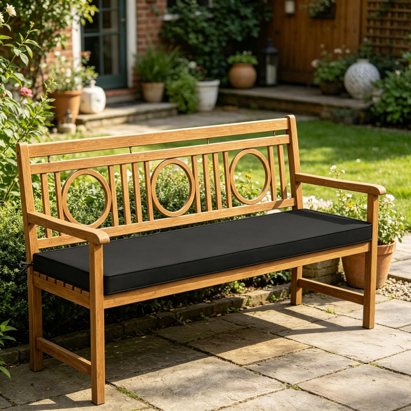 48×18×3 Inch Outdoor Bench Cushion, Waterproof Fade Resistant Non-Slip Patio Bench Pad With Removable Cover For Garden Swing And Porch Sofa, Black