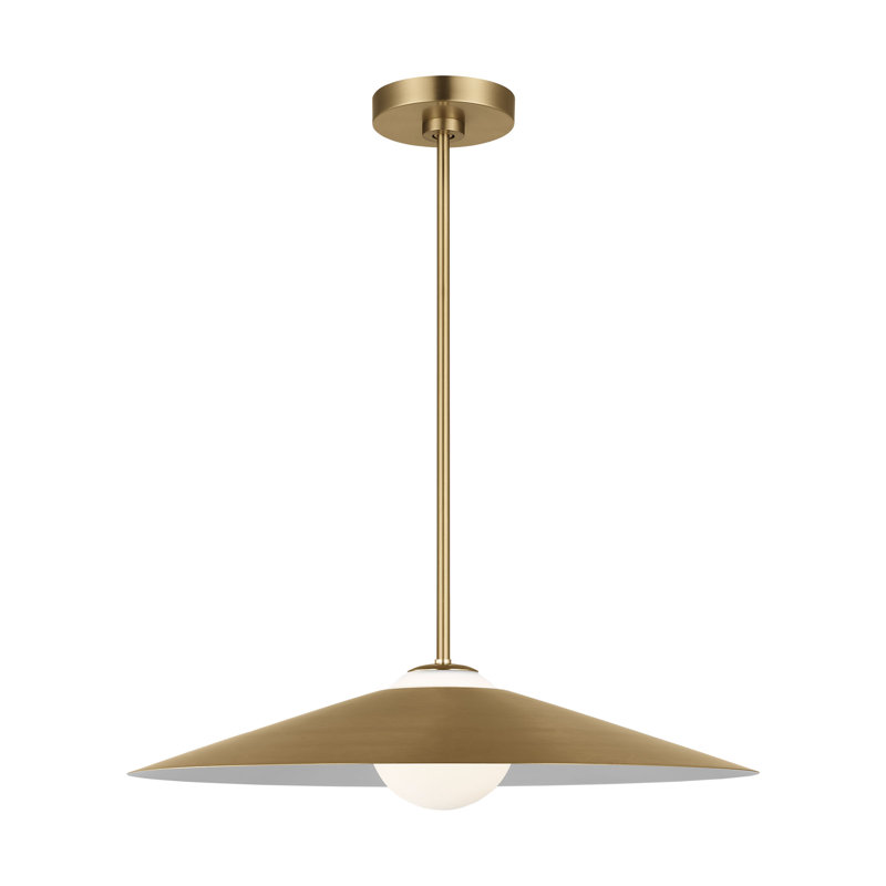 Luminaire suspendu de cuisine 1 lumière Astra avec abat-jour nickel brossé, Laiton satiné