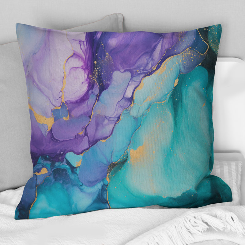 Coussin Turquoise et mauve liquide Art III - Fractals