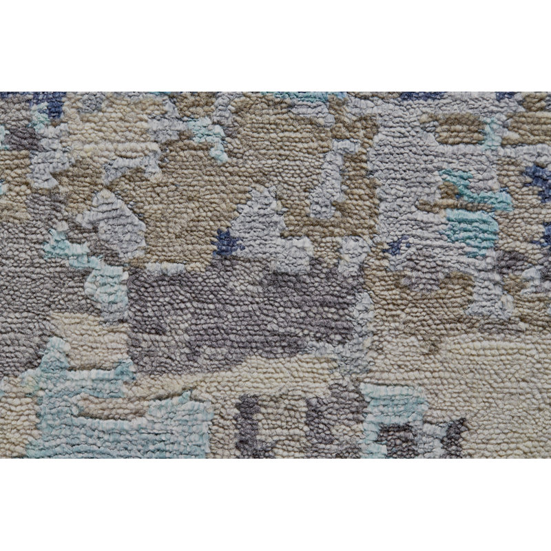 Tapis abstrait moderne Teuila, Ivoire ivoire, Rectangle 36 po x 60 po